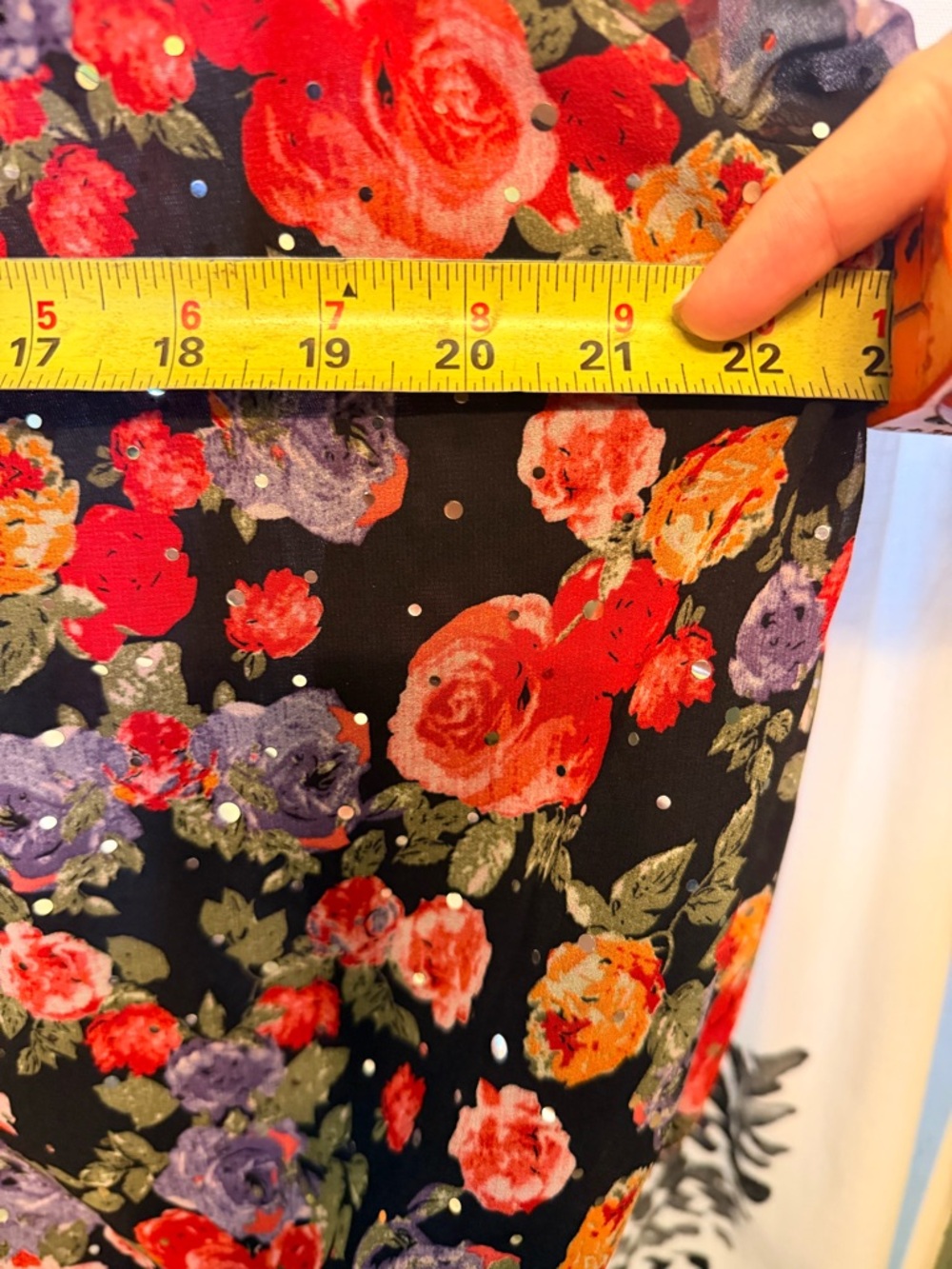 Cathy Daniels Black Floral Scoop-Neck Blouse with Red & Pink Roses - Picture 7 of 8